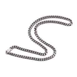 Matte Gunmetal Color Men's 304 Stainless Steel Curb Chain Necklaces, with Lobster Claw Clasps, Faceted, Matte Gunmetal Color, 27.95 inch(71cm), 8mm