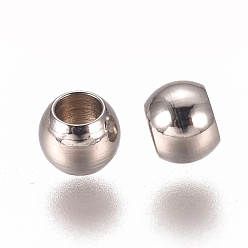 Color de Acero Inoxidable 201 de acero inoxidable perlas espaciadoras, plano y redondo, color acero inoxidable, 3x2 mm, agujero: 1.6 mm