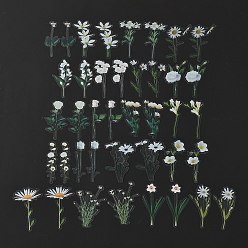 Fleur 40 Ensemble d'autocollants adhésifs imperméables pour animaux de compagnie, motif de fleurs, motif de fleur, 7.9~8.6x2.3~6.2x0.015 cm, 40 pcs /sachet 