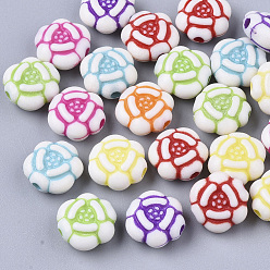 Mixed Color Craft Style Acrylic Beads, Flower, Mixed Color, 10.5x10x5.5mm, Hole: 1.8mm, about 1280pcs/500g