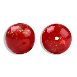 Red Opaque Resin Beads, with Gold Foil, Round, Red, 20mm, Hole: 2~2.4mm