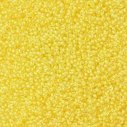 (973) Inside Color Crystal/Neon Champagne Yellow Lined Cuentas de semillas redondas toho, granos de la semilla japonés, (973) interior de color cristal / amarillo champán neón forrado, 11/0, 2.2 mm, agujero: 0.8 mm, Sobre 5555 unidades / 50 g