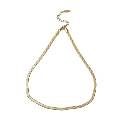 Real 18K Gold Plated Ion Plating(IP) 304 Stainless Steel Herringbone Chain Necklace, Real 18K Gold Plated, 15.98 inch(40.6cm)