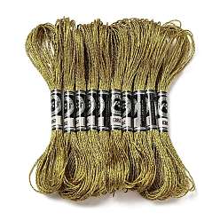 Goldenrod 10 Skeins 12-Ply Metallic Polyester Embroidery Floss, Glitter Cross Stitch Threads for Craft Needlework Hand Embroidery, Friendship Bracelets Braided String, Goldenrod, 0.8mm, about 8.75 Yards(8m)/skein