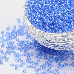 Bleu Bleuet 12/0 grader des perles de rocaille en verre rondes, couleurs transparentes lustered, bleuet, 12/0, 2x1.5mm, Trou: 0.3mm