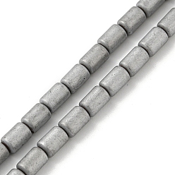 Plaqué Gris Brins de perles d'hématite non magnétiques synthétiques galvanisées, givré, colonne, platinée, 3.7~3.8x5.8~5.9mm, Trou: 0.8mm, Environ 65 pcs/chapelet, 15.75'' (40 cm)
