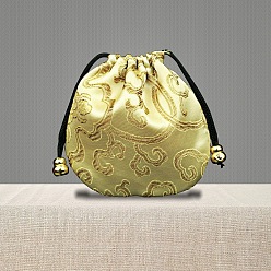 Шампанско-Желтый Парчовые подарочные пакеты с завязками в китайском стиле, Мешочки для хранения ювелирных изделий с вышивкой для упаковки конфет на свадьбу, прямоугольные, шампанское желтый, 10x10 см