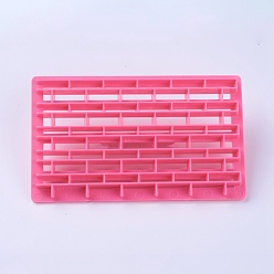 Pink Food Grade Plastic Cookie Printing Moulds, DIY Biscuit Baking Tool, Brick Shape, Pink, 126x75x20mm