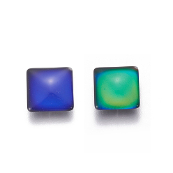 Colorful Glass Cabochons(Color will Change with Different Temperature), Mood Cabochons, Square, Colorful, 12x12x4.4mm