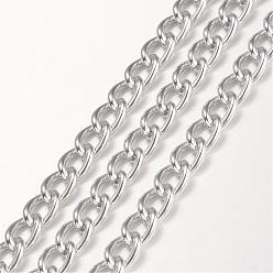 Plata Cadenas del encintado de aluminio trenzado, sin soldar, el color plateado de plata, 9x6x1.5 mm