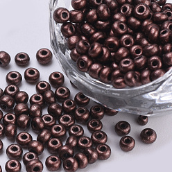 Coconut Brown Baking Paint Glass Seed Beads, Round, Coconut Brown, 3x1.5~3mm, Hole: 1mm, about 10000pcs/bag, about 450g/bag