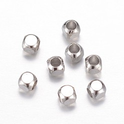 Platine Laiton perles d'entretoise, cube, platine, 3x3mm, Trou: 2mm