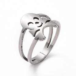 Color de Acero Inoxidable 201 anillo de dedo de calavera de acero inoxidable, anillo ancho para mujer, color acero inoxidable, tamaño de EE. UU. 6 1/2 (16.9 mm)