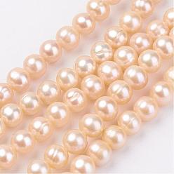 Navajo White Natural Cultured Freshwater Pearl Beads Strands, Potato, Navajo White, 7~8mm, Hole: 0.5mm, about 59pcs/strand, 14.76 inch