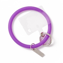 Purple Silicone Loop Phone Lanyard, Wrist Lanyard Strap with Plastic & Alloy Keychain Holder, Purple, 17.7cm