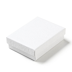 White Texture Paper Necklace Gift Boxes, with Sponge Mat Inside, Rectangle, White, 9.1x7x2.7cm, Inner Diameter: 6.5x8.6cm, Deep: 2.5cm