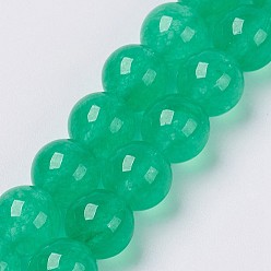 Verde Hilo de abalorios/cuentas de jade natural, teñido, rondo, verde, 4 mm, agujero: 0.6 mm, sobre 91 unidades / cadena, 14.5 pulgada (37 cm)