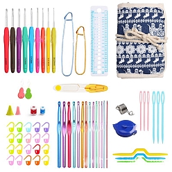 Mixed Color Plastic Crochet Tool Kit, DIY Knitting Loom Tools, for Socks Hat Blanket DIY Sewing Craft Knitting Accessories, Mixed Color, 137~190x2~120mm, 65pcs/set