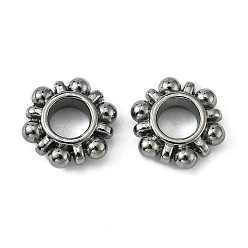 Gunmetal Alloy Beads Spacers, Cadmium Free & Nickel Free & Lead Free, Flower, Gunmetal, 11x4mm, Hole: 5mm