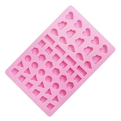 Pearl Pink 49-Cavity Silicone Geometric  Wax Melt Molds, For DIY Wax Seal Beads Craft Making, Rectangle, Pearl Pink, 205x137x10mm