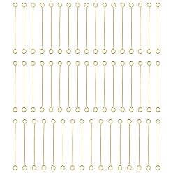 Golden 316 Surgical Stainless Steel Eye Pins, Double Sided Eye Pins, Golden, 26 Gauge, 30x2.5x0.4mm, Hole: 1.6mm