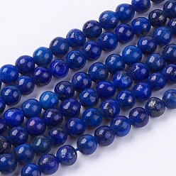 Lapis Lazuli Dyed Natural Lapis Lazuli Bead Strands, Round, 6mm, Hole: 1mm, about 65pcs/strand, 15.7 inch