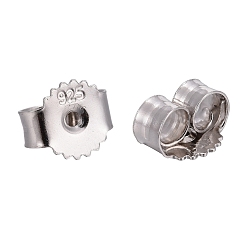 Platinum Rhodium Plated 925 Sterling Silver Ear Nuts, with 925 Stamp, Platinum, 5x5.5x3mm, Hole: 0.8mm