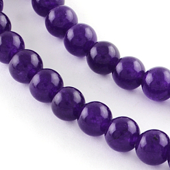 Indigo Jade naturelle teint rangées de perles rondes, indigo, 8mm, Trou: 1mm, Environ 48 pcs/chapelet, 14.9 pouce