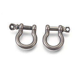 Antique Silver 304 Stainless Steel Screw D-Ring Anchor Shackle Clasps, Antique Silver, 25x25.5x7mm, Hole: 2mm, 12mm Inner Diameter