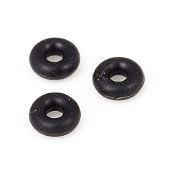 Черный Резиновые уплотнительные кольца, кольцевые бусины пончик, подходят европейские клипсы, чёрные, 3.5x1.5 мм, 1.2 мм внутренним диаметром