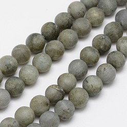 Labradorite Natural Labradorite Frosted Bead Strands, Round, 8mm, Hole: 1mm, about 24pcs/strand, 7.7 inch