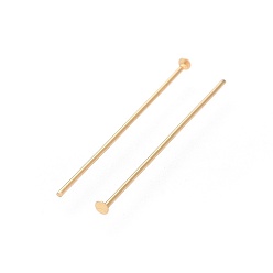 Real 18K Gold Plated 304 Stainless Steel Flat Head Pins, Real 18K Gold Plated, 25x0.7mm, Head: 1.5mm