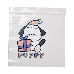 Dog Rectangle Transparent Plastic Zip Lock Bags, Animal Shape Packaging Bags, Top Self Seal Pouches, Dog, 15.6x14.9cm, Unilateral Thickness: 0.085cm