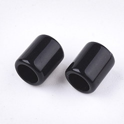 Noir Perles Européennes acryliques, Perles avec un grand trou   , colonne, noir, 7x6mm, trou: 4 mm, environ 3500 pcs / 500 g