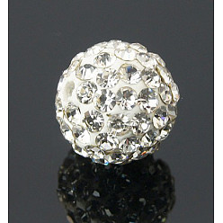 Crystal Polymer Clay Rhinestone Beads, Pave Disco Ball Beads, Grade A, Round, Crystal, PP11(1.7~1.8mm), 8mm, Hole: 2mm