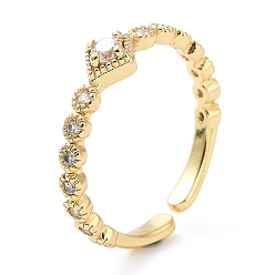 Золотой Кольца-манжеты из латуни с микропаве из прозрачного кубического циркония, открытое кольцо с ромбом для женщин, долговечный, золотые, размер США 6 (16.5 мм), 2~2.5 мм