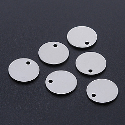 Stainless Steel Color 201 Stainless Steel Laser Cut Charms, Blank Stamping Tag, Flat Round, Stainless Steel Color, 12x1mm, Hole: 1.4mm