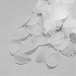 Clear Transparent Acrylic Pendants, Frosted, Petal, Clear, 17.5x11.5x1.5mm, Hole: 1.5mm, about 1770pcs/500g