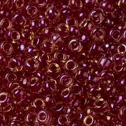 (RR363) Light Cranberry Lined Topaz Luster Миюки круглые бусины рокайль, японский бисер, (rr 363) светлый топаз с подкладкой из клюквы, 8/0, 3 мм, отверстие : 1 мм, Около 2111~2277 шт / 50 г