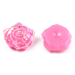Бледно-Розовый Кабошоны из непрозрачного абс-пластика, с покрытием AB цвета, роза, розовый жемчуг, 18x17x6.5 мм