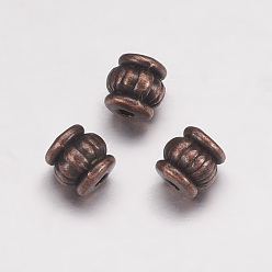 Red Copper Tibetan Style Beads, Cadmium Free & Nickel Free & Lead Free, Barrel, Red Copper, 5x5x5mm, Hole: 1.5mm