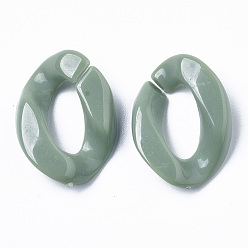Olive Drab Opaque Acrylic Linking Rings, Quick Link Connectors, For Curb Chains Making, Twist, Olive Drab, 22x16.5x5.5mm, Inner Measure: 12x6mm