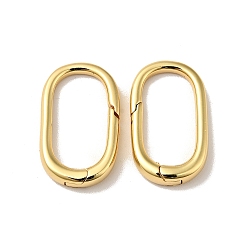 Real 18K Gold Plated Brass Spring Gate Rings, Cadmium Free & Nickel Free & Lead Free, Oval, Real 18K Gold Plated, 7 Gauge, 19.5x11.5x3.5mm, Hole: 8x11.5mm