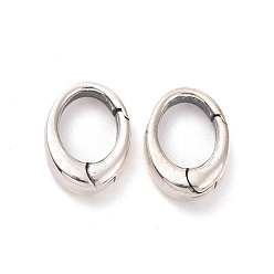 Antique Silver 925 Sterling Silver Spring Gate Rings, Oval, Antique Silver, 9x6x2mm, Inner Diameter: 5x4mm