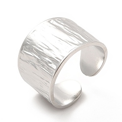 Stainless Steel Color 304 Stainless Steel Textured Wide Band Open Cuff Ring for Women, Stainless Steel Color, US Size 6 1/2(16.9mm), 8~15mm