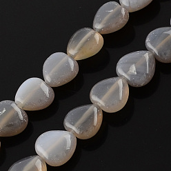 Light Grey Natural Grey Agate Bead Strands, Heart, Light Grey, 10x10x5mm, Hole: 1mm, about 40pcs/strand, 15.3 inch