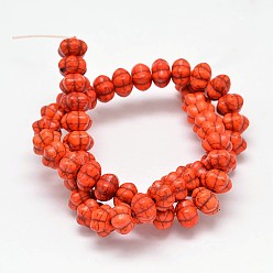 Rouge Orange  Perles turquoises synthétiques teintes, citrouille, rouge-orange, 12x8mm, Trou: 1mm, environ868 pcs / 1000 g