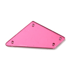 Hot Pink Trapezoid Acrylic Mirror Sew on Rhinestones, Garments Accessories, Multi-Strand Links, Hot Pink, 17.5x38x1.3mm, Hole: 1.4mm