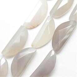 WhiteSmoke Natural Agate Beads Strand, Faceted, Dyed, Moon, WhiteSmoke, 40~42x17.5~18.5x9~12.5mm, Hole: 2.5mm, about 10pcs/strand, 17.1 inch
