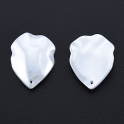 Ivoire Pendentifs en plastique imitation perle abs, feuille, blanc crème, 20x15.5x3mm, Trou: 0.8mm